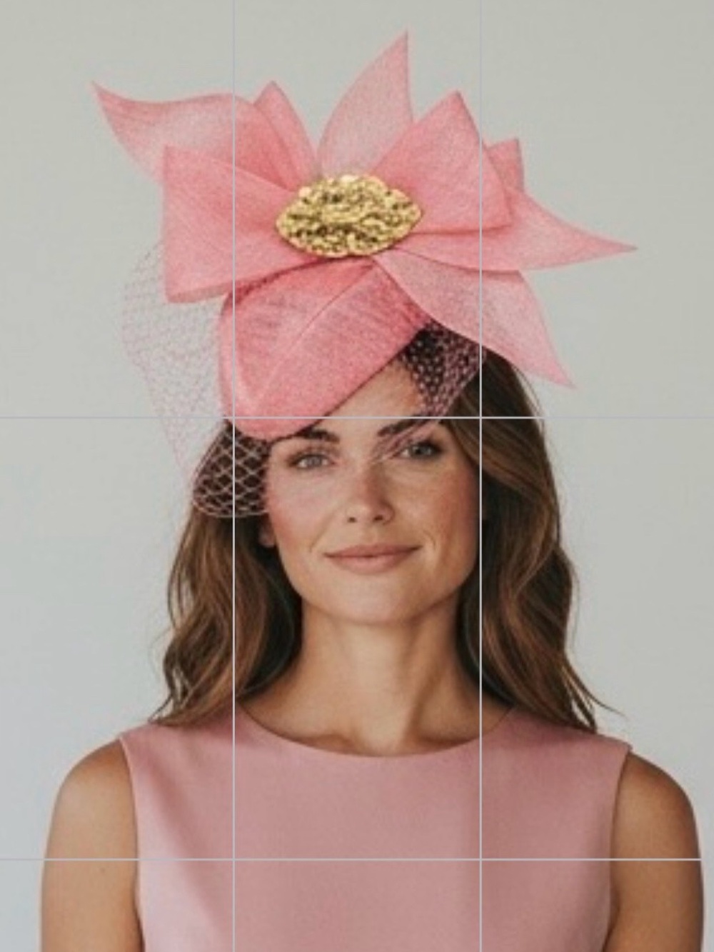 Beautiful pink pillbox hat with horse brooch!  Birdcage veil as well!